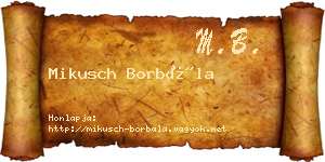 Mikusch Borbála névjegykártya